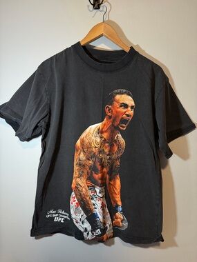 UFC Black Graphic Fighter Tee with Orange-Toned Artwork